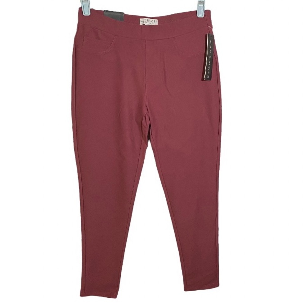Kay Unger Cropped Pants Slim Fit Flat Front Pink Mauve Berry Women’s Size Small